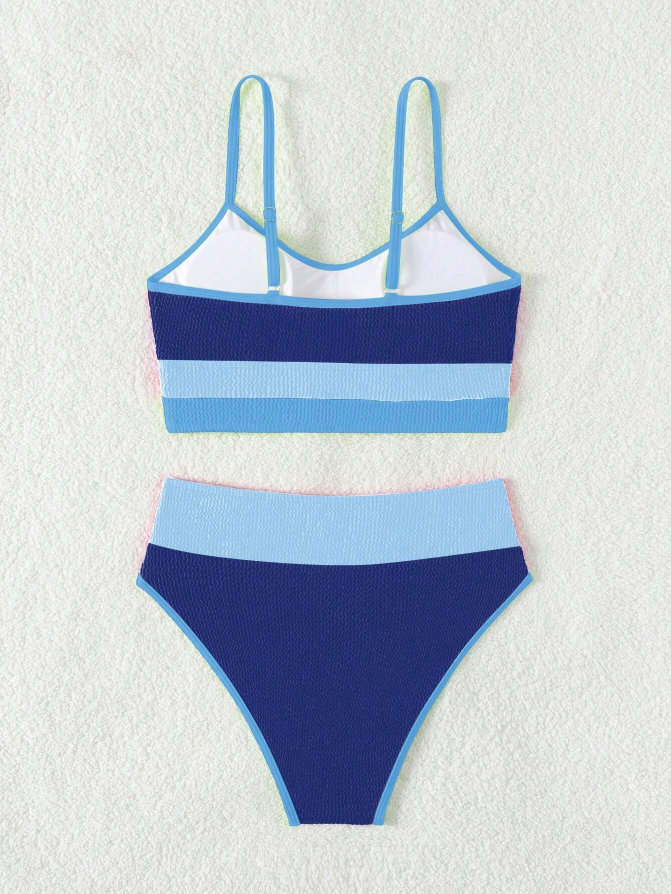 Women's Waist Bikini Set Sporty Two Piece Swimsuit Contrasting colors Control High Cut Bathing Suit
