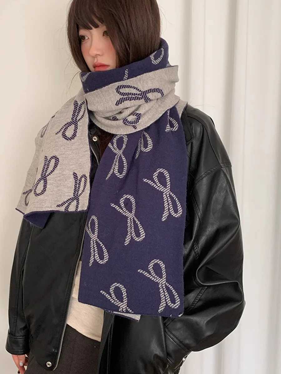 Luxury Butterfly Bow Embroidered Double-sided Scarf For Women Winter Korean-Style Warm Neck Scarf Versatile Scarf and Shaw Y251115
