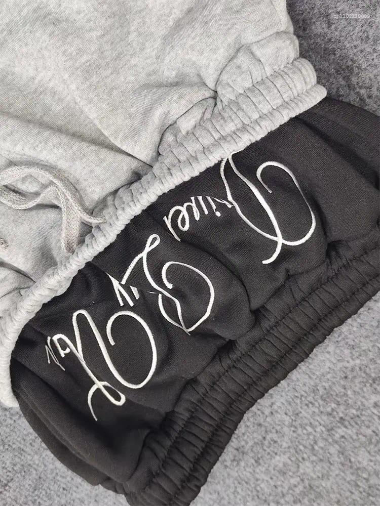 Men's Pants Y2K Retro Harajuku Double Embroidered Waist Print Sweatpants Hip Hop Goth Clothes Fashion Wide Leg Baggy Streetwear Unisex