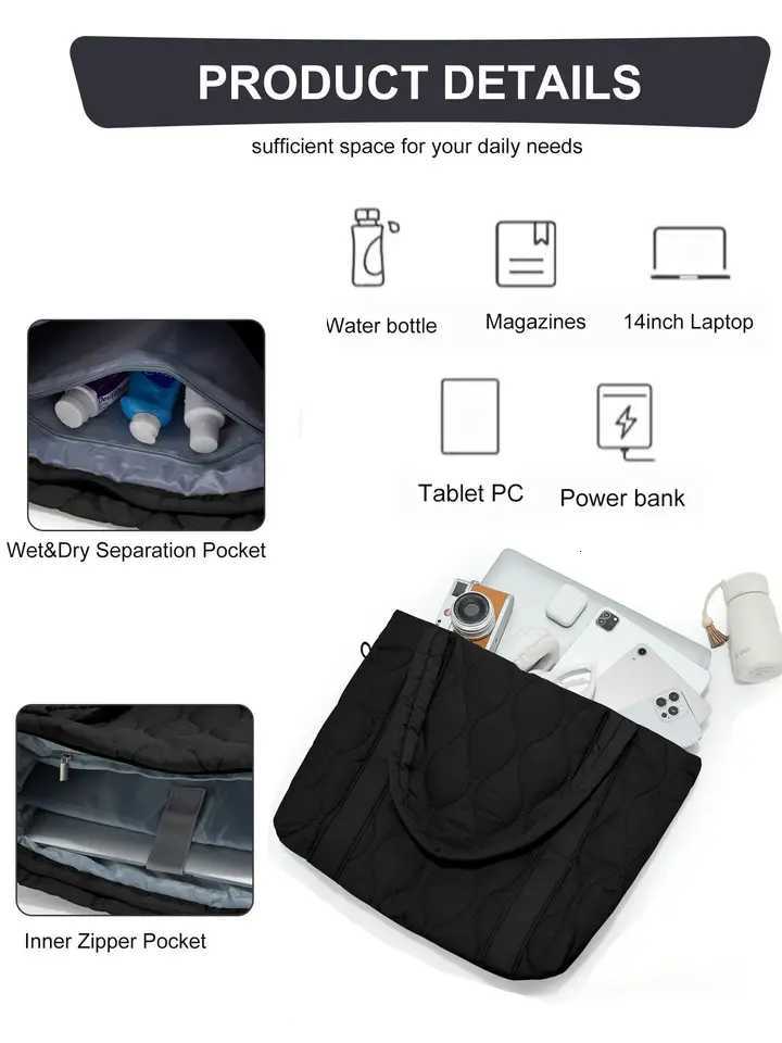 Womens Tote Bag Shoulder Bag Sewing Thread Large Capacity Fashion Advanced Sense Handbag Practical Females Commuter laptop BagW251115