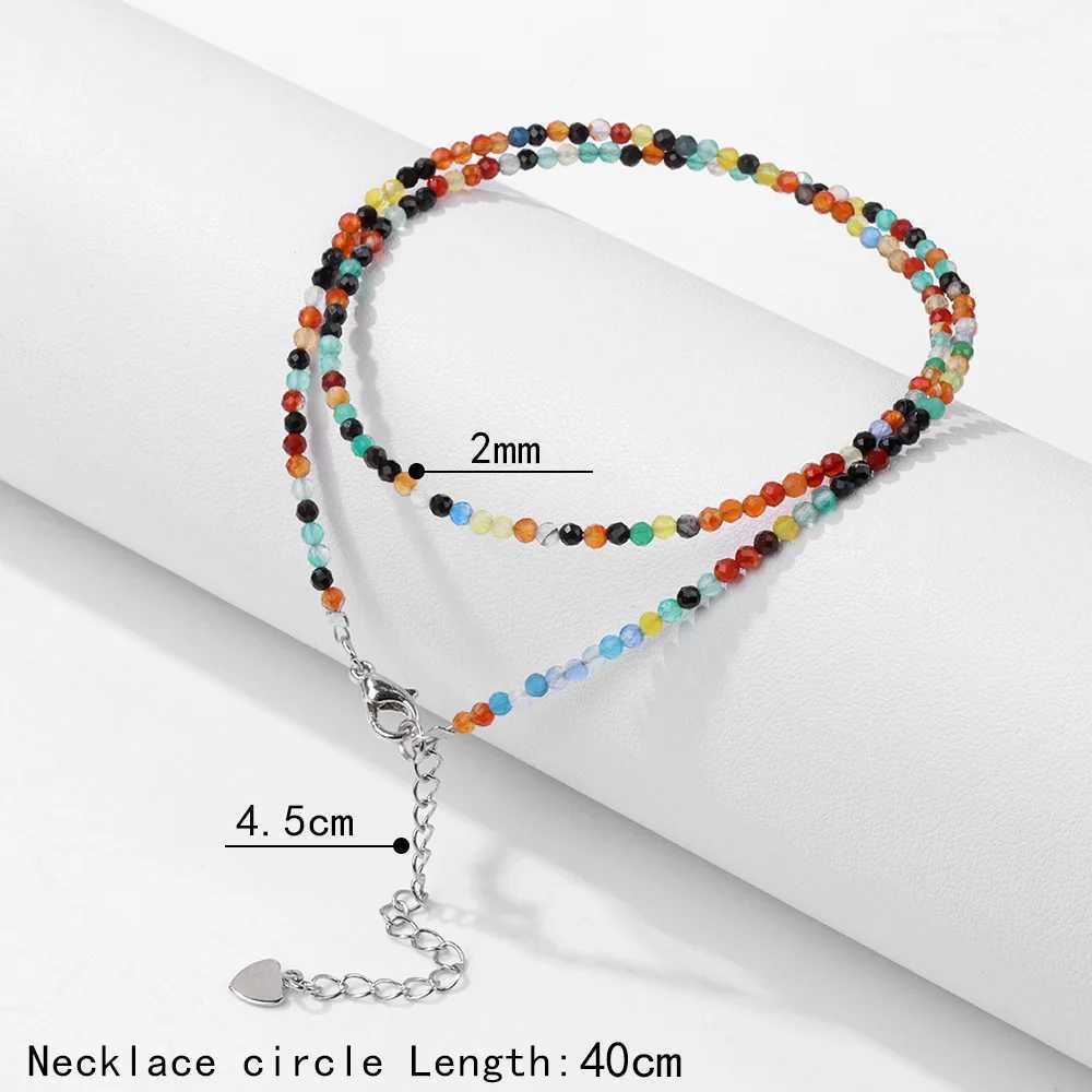 Natural facial gemstone necklace 2mm bead quartz crystal tourmaline Lis sparkling stone bead necklaceXJ250416