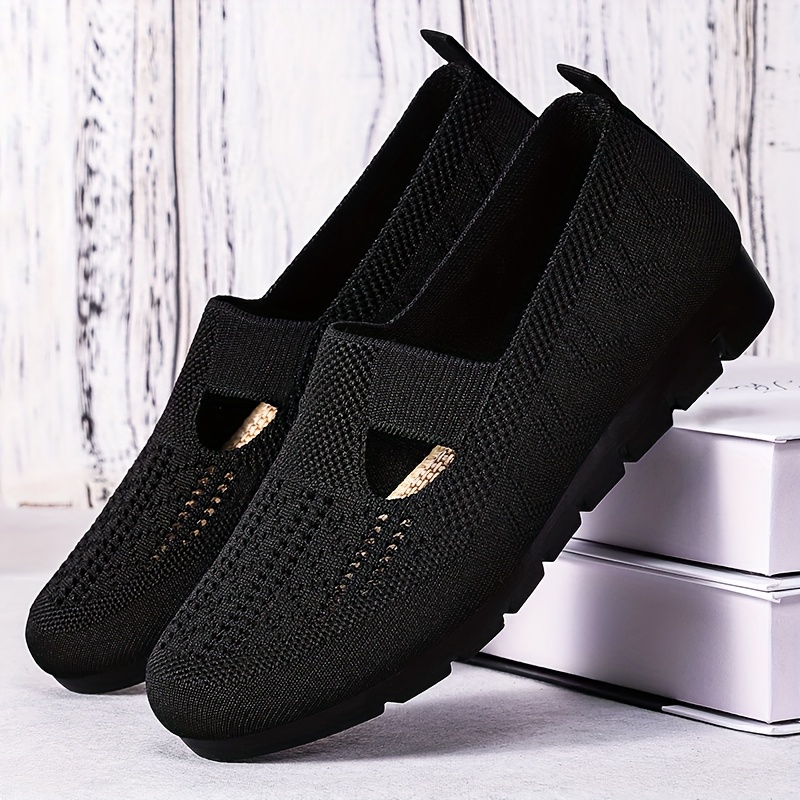 Women's Breathable Slip On Shoes Comfortable Flat Casual Shoes with Detailing, Rubber Sole Fabric Insole