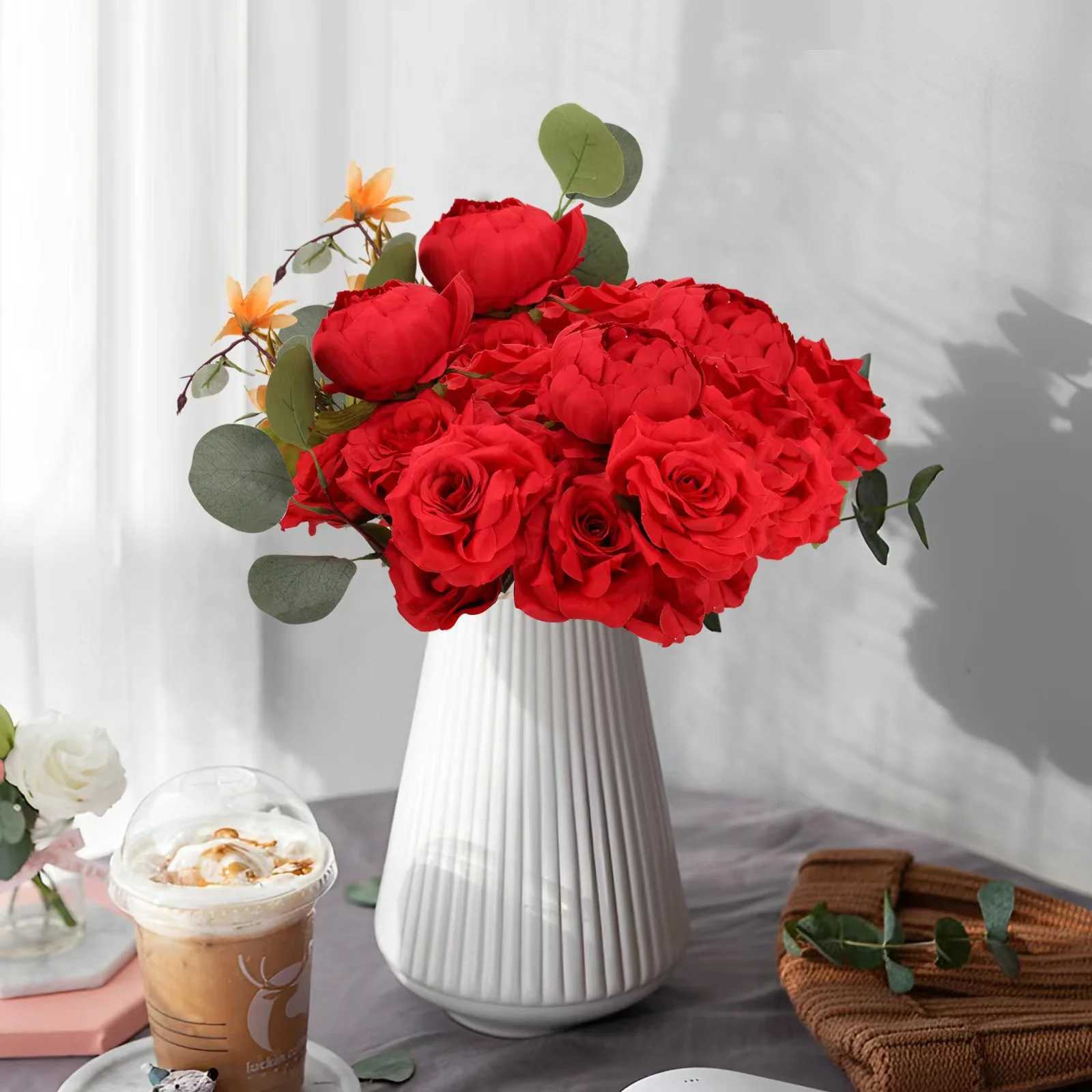 Artificial foam and silk flower box set artificial flowers with stems DIY wedding bouquet central pieces party home decorationXJ250416