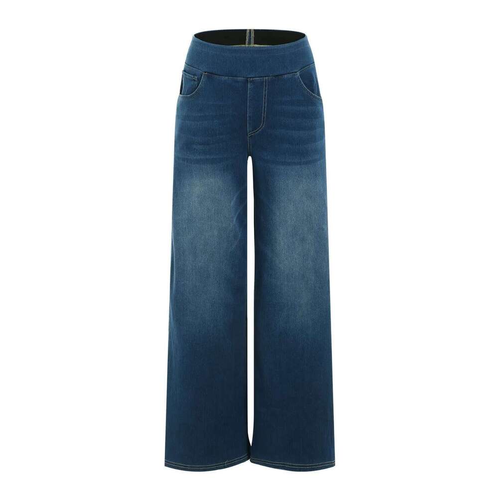 Designer Clothing Fashion Baggy Jeans For Women Bleached Vintage High Waist Wide Leg Denim With Pockets Boyfriend Stretchy Palazzo Pants