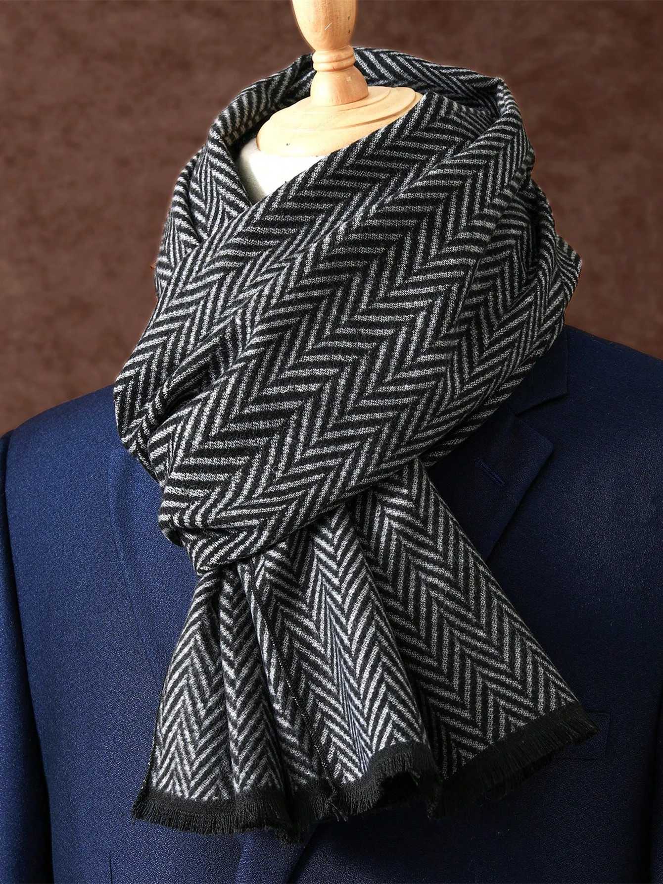 Luxury Winter Plaid Scarf Design Men Cashmere Pashmina Warm Shawl Lady Wrap Tassel Scarves Knitted Thick Blanket 2025 Y251115