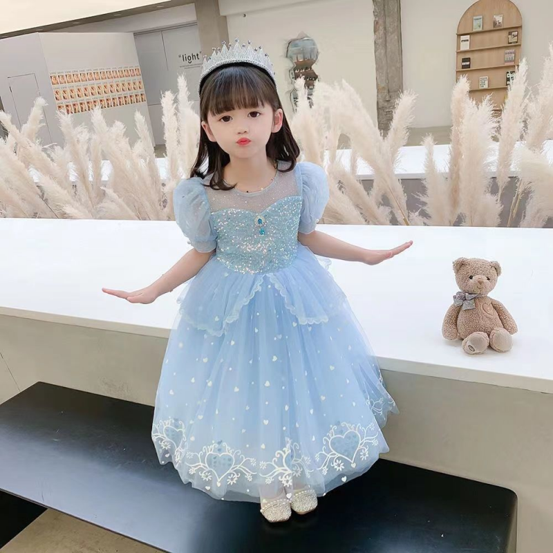 DISNEY Baby clothes girls designer clothes performance for Children's Day Comfortable and soft Elsa princess dress for little girls