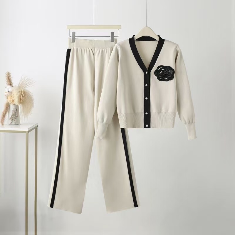 Hooded Drawstring Knit Sweater Pants Set - Casual Loose Two-Piece Suit for Men & Women, S-XXL C260312