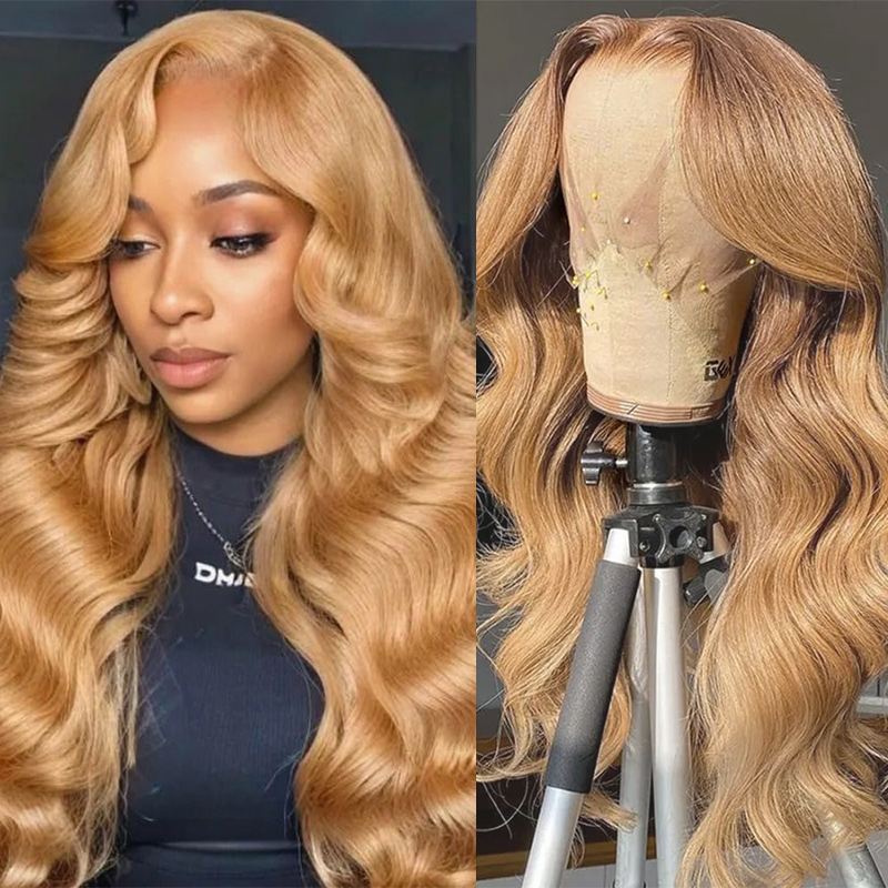 HD Body Wave Lace Wig Simulation Human Hair Wigs Lace Front For Black Women Pre Plucked Mixed Blonde Colored Hair Brazillian Free Style Synthetic Wigs