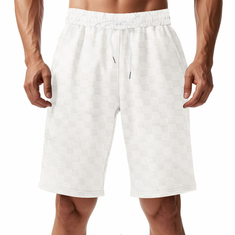 American summer loose casual jacquard checkerboard five quarter men's shorts