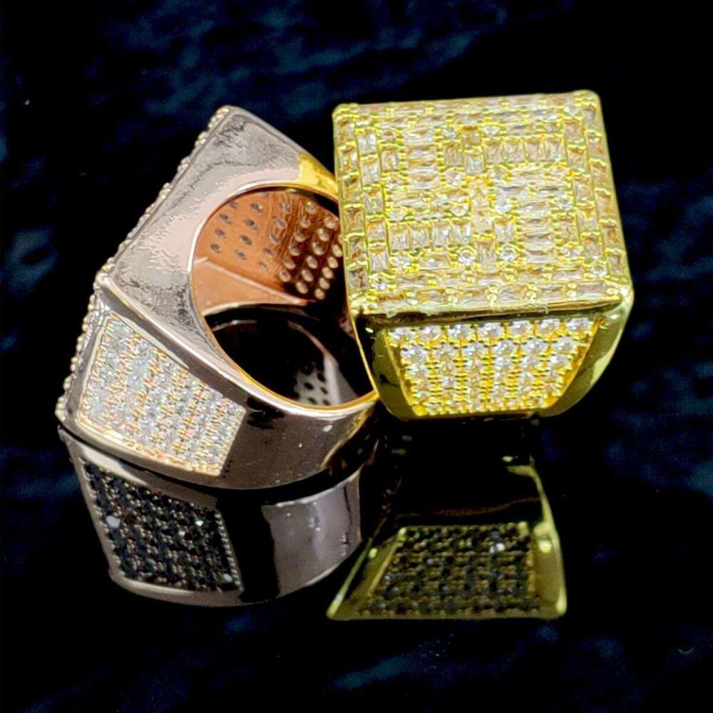 DHcollections Diamond Studded Men's Exaggerated Personality, Generous Block, Cool Ring, Hip-hop Trendy Bracelet