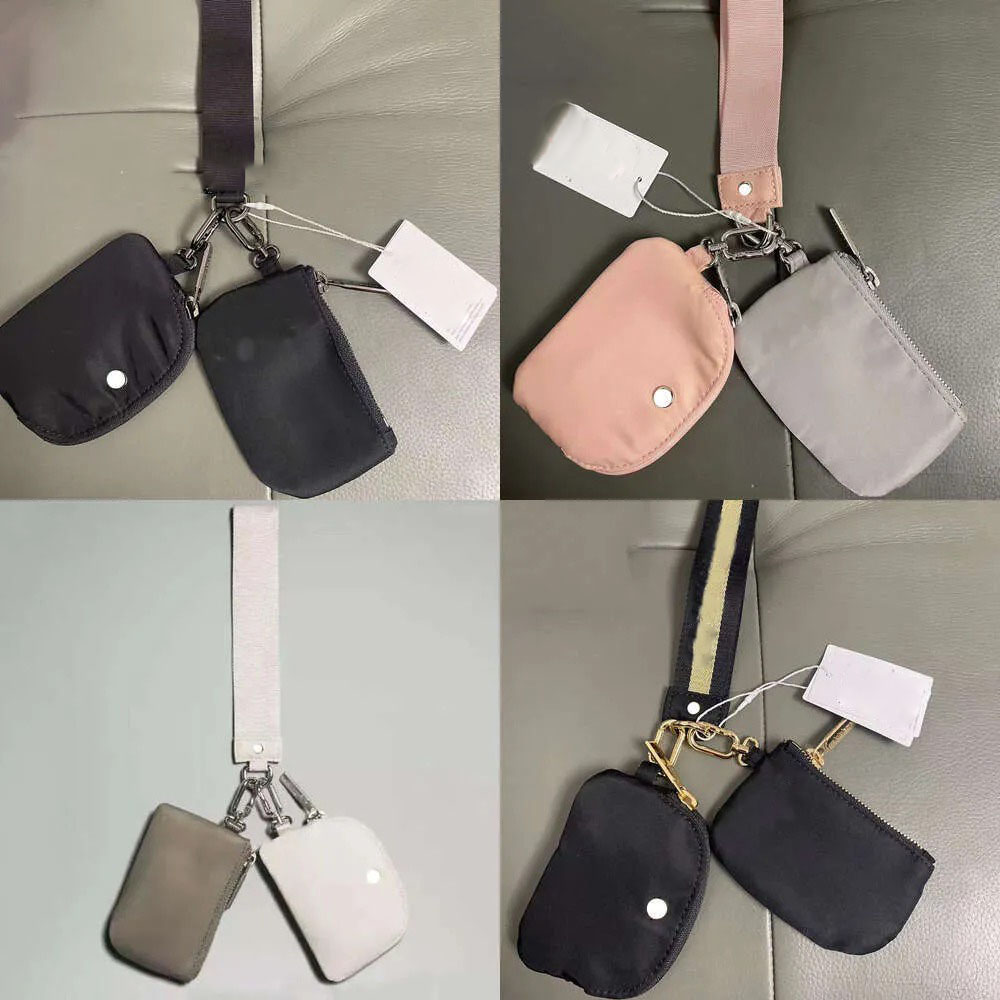 Yoga bag wristlet clutch bag dual pouch keychain wallet gym bag designer mini purse with detachable zipper wrap around wrist guard wallet portable coin pocket bag