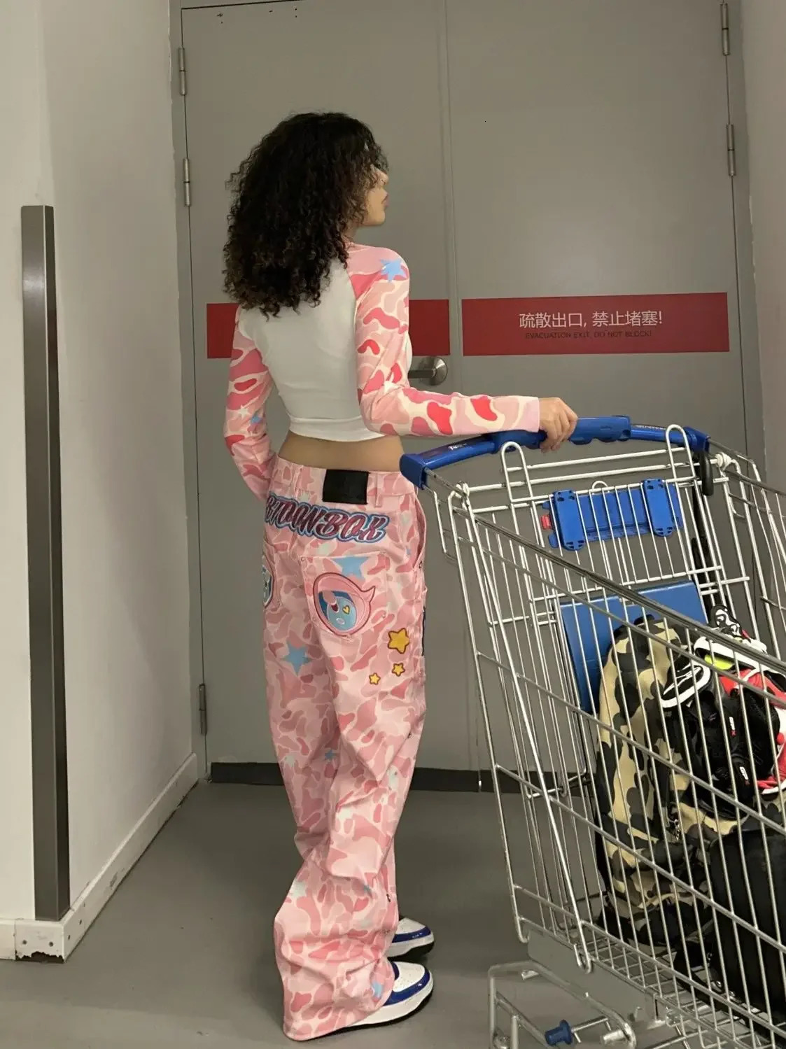 Sense Heavy Craftsmanship Pink Camouflage Embroidered Jeans Men Street Hip Hop Unisex Straight Wide Leg Pants 250415