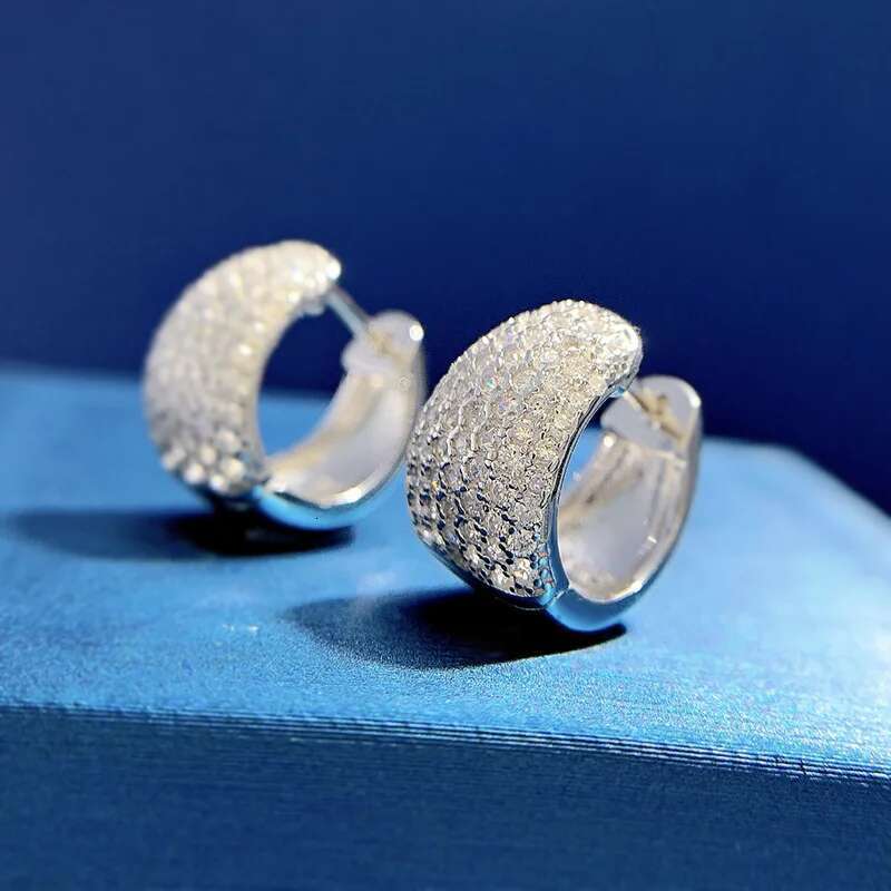 Micro Pave Moissanite Dia Hoop Earring 100% Real sterg sier Party Wedding Earrings for Women Engagement Jewelry