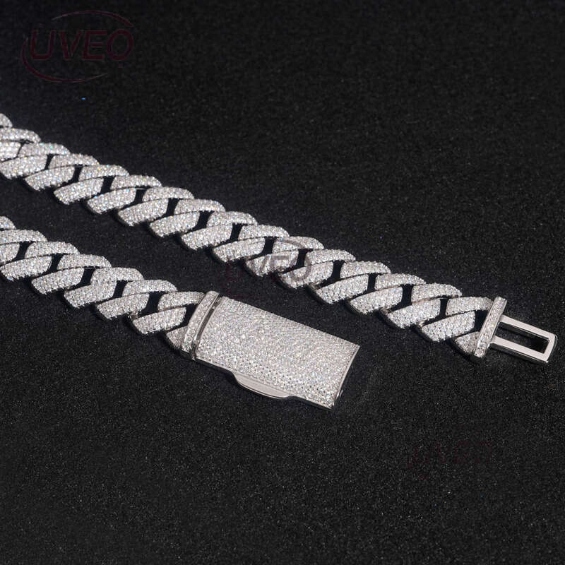 925 Sterling Silver Jewelry Gold Iced Out VVS Moissanite Cuban Ring Hiphop Pass Dias Tester Cuban Link Chains Pendant Fashion Women Gift Moissanite Ch