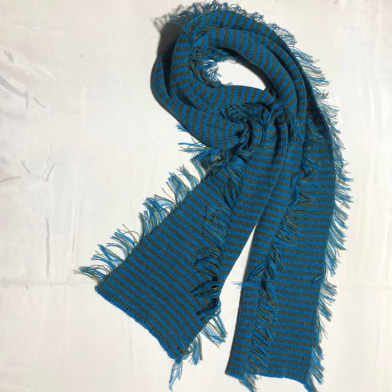T489 Japanese style wandering style striped versatile knitted scarf autumn and winter new student retro warm tassel