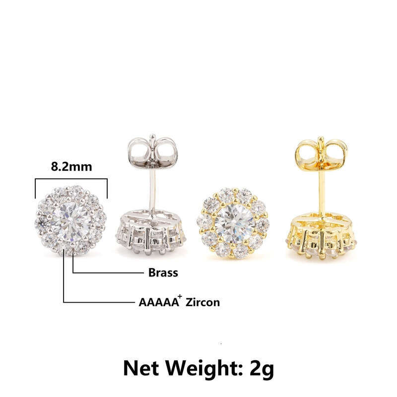 Jewelry Iced Out Sterling Silver Gold 925 VVS Earrings Studs Hip Hop Pass Dias Tester Women Gift