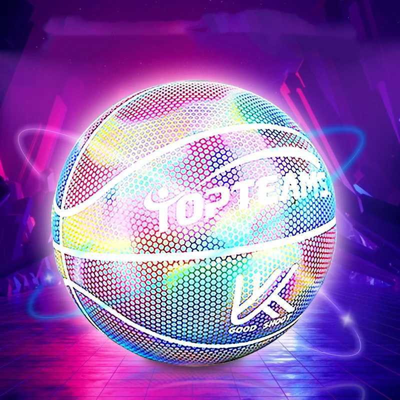 Basketball Size 7 Standard Adult PU Material With Holographic Luminous Reflective Design Training Ball Gift For Sports LoversW251115