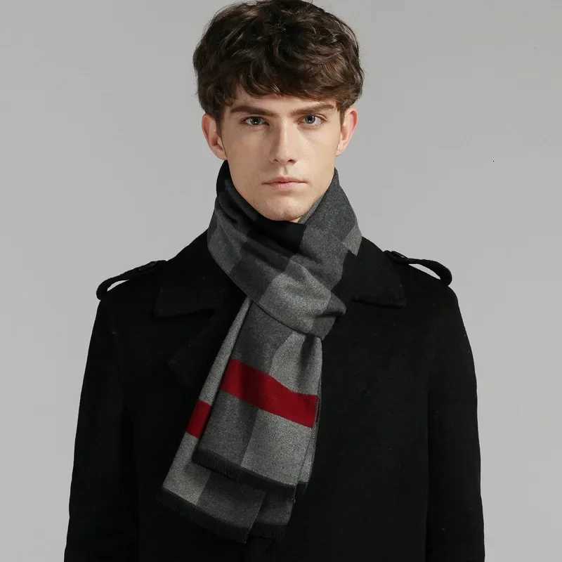 Luxury 2024 Luxury Men Pashmina Scarf for Men Winter Wool Neckwarmer Scarves Male Winter Plaid Cashmere Neck Scarfs Y251115