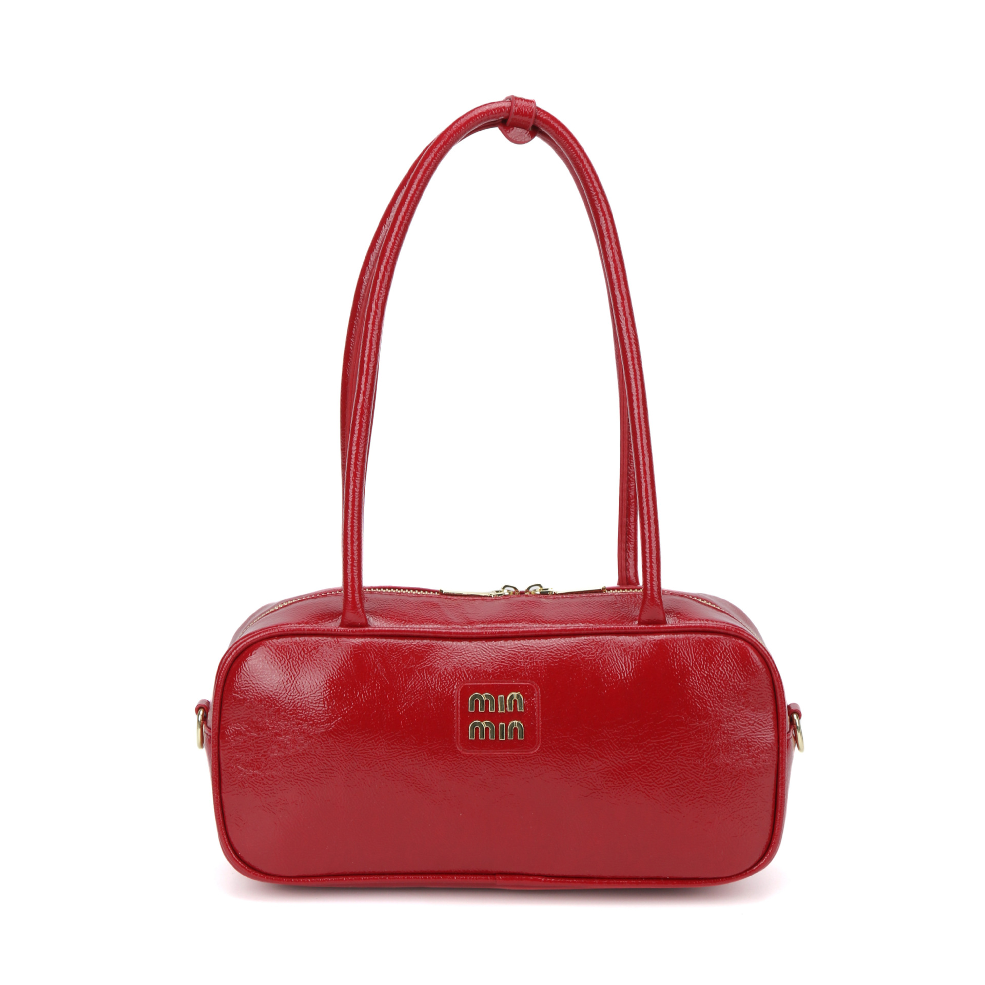 designer bag 2025 Shiny waxed leather handbag versatile for commuting bowling-style single-shoulder and crossbody bag