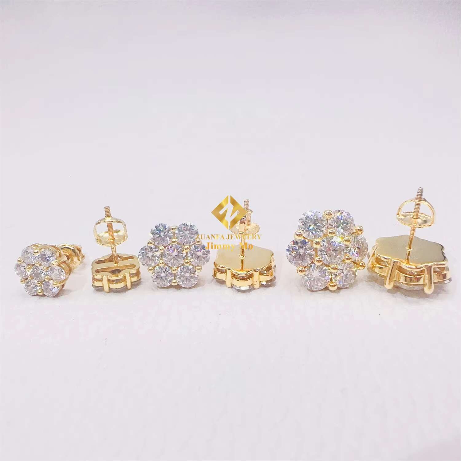Hot Selling Pass Diamond Tester 925 Silver Round Cluster Earrings 8mm 12mm 15mm VVS Moissanite Stud Earring