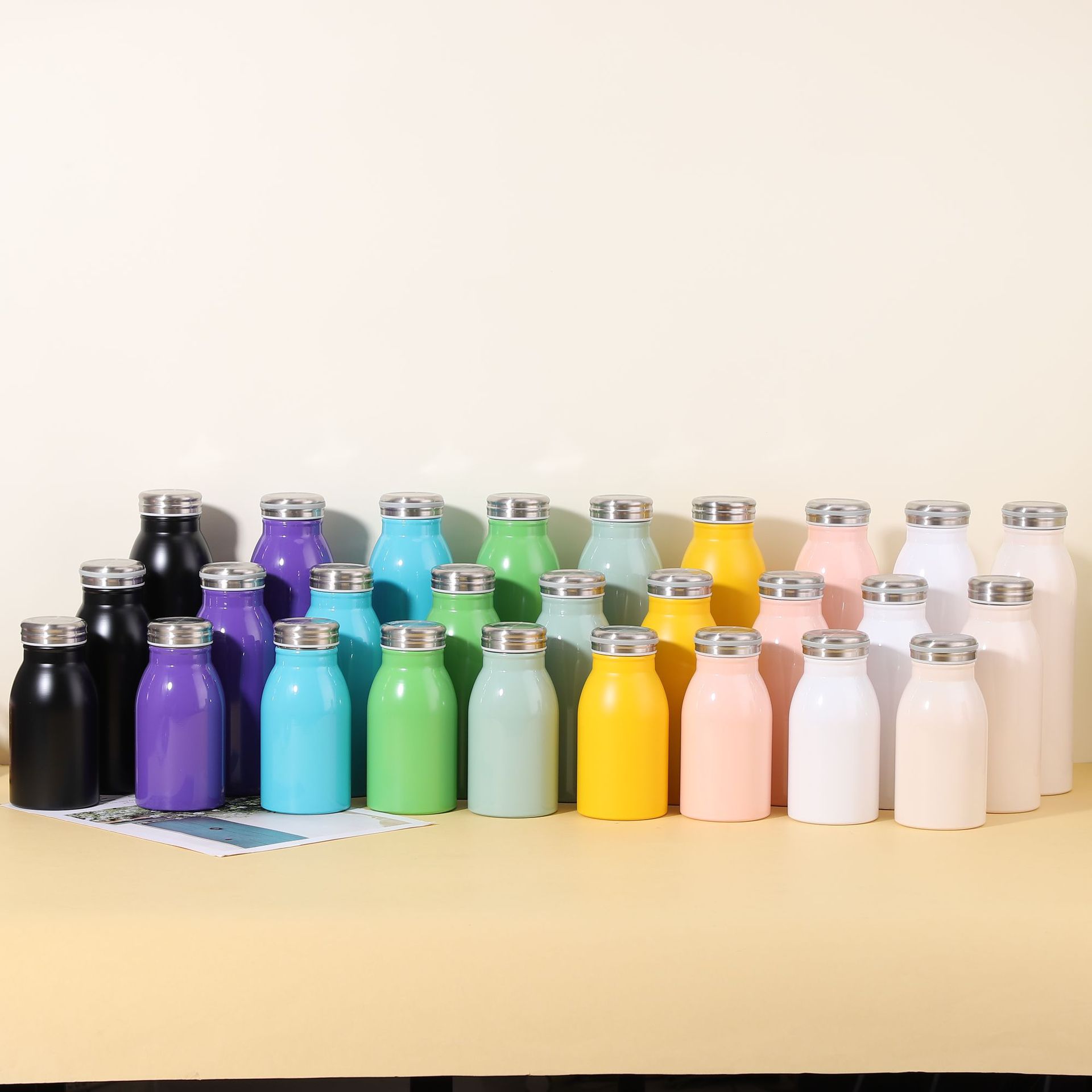 New Cross-Border Sports Water Bottle, Creative Straight Small-Mouth Milk Bottle, 304 Stainless Steel Double-Layer Vacuum Insulated Cup LG