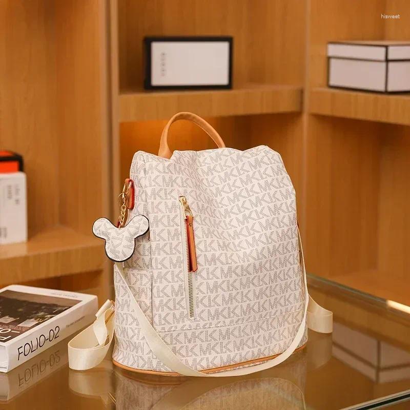 School Bags Luxury Women's Designer Letter Printing Backpacks With Delicate PVC Fabric Knapsack Burglar Proof Bookbag Travel Bag Sac A Dos
