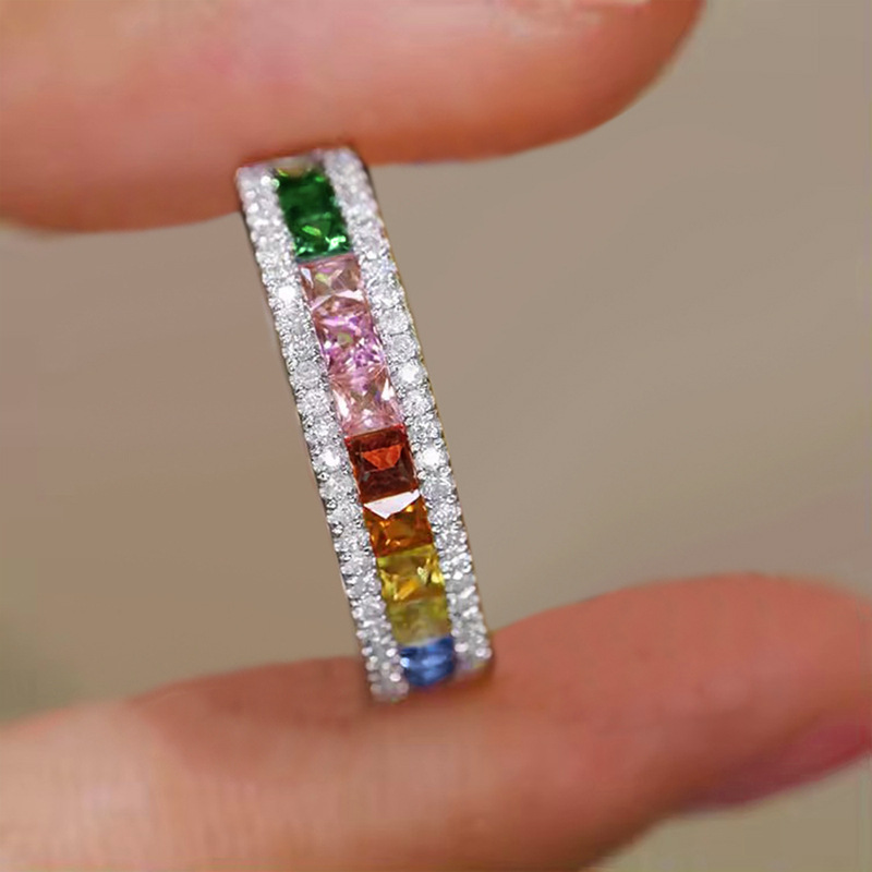 Choucong Wedding Rings Luxury Jewelry 10KT White Gold Fill Princess Cut Multi Color 5A Zircon CZ Diamond Gemstones Party Women Engagement Band Ring Gi