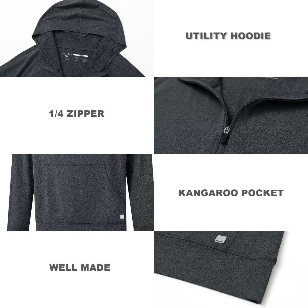 Men's long sleeved kangaroo pocket lightweight mixed color golf quarter zip men's sports shirt hooded pullover Mens clothes