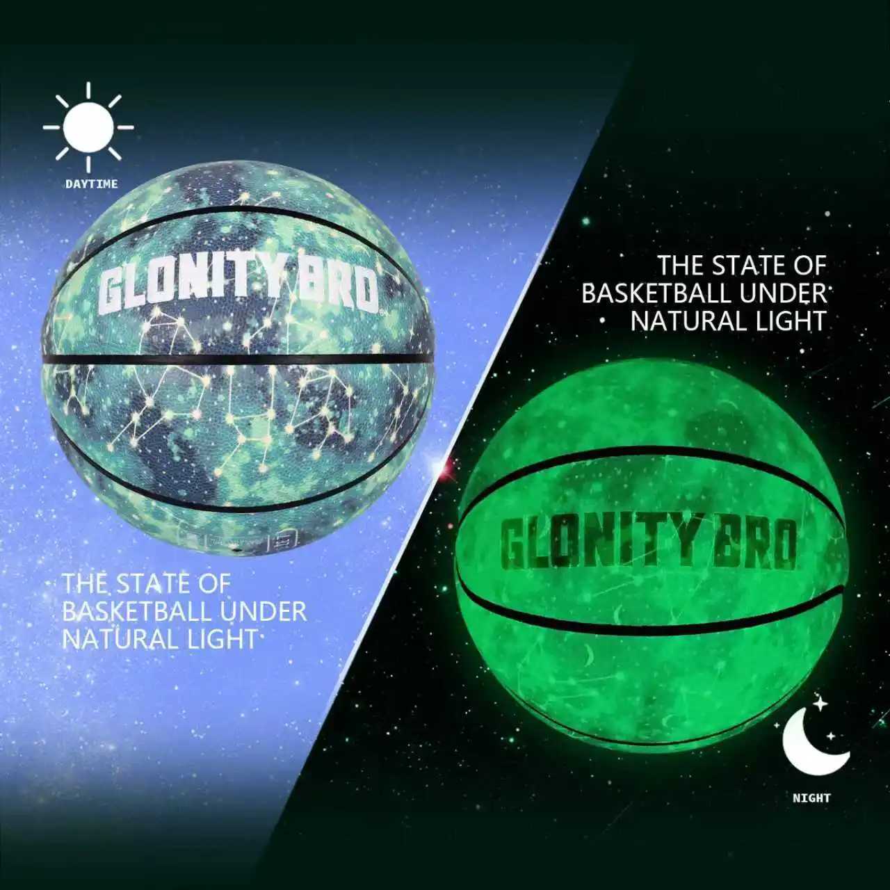 Glowing Luminous Basketball PU Leather Streetball For Youth Adult Indoor-Outdoor Night Game Basketball Training Match Ball GreenW251115