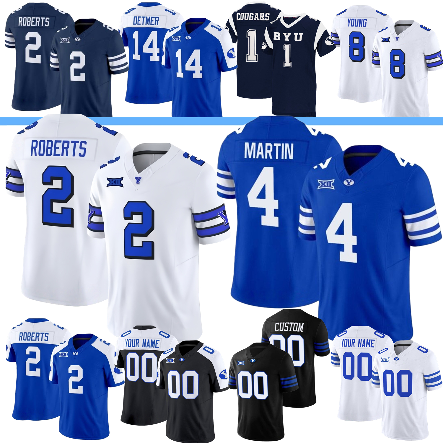 BYU Cougars Football Jersey College Bachmeier LJ Martin Chase Roberts Choe Bryant-Strother Puka Nacua Steve Young Ryan Damuni Tanuvasa Hagen Bachmeier Women Youth
