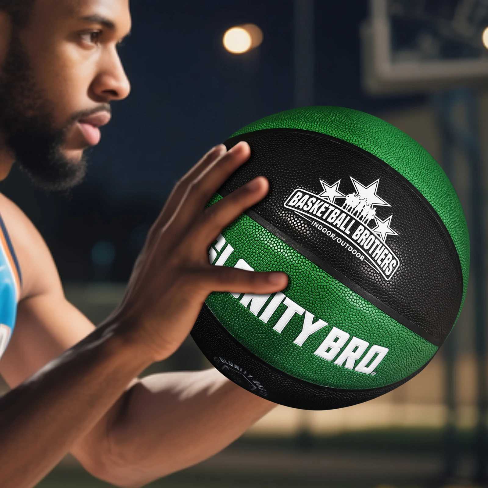 High Quality Black Green Size5/6/7 PU Competition Basketball InOutdoor Standard Ball MensWomens Dribbling Training Ball TeamW251115