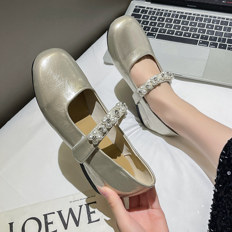 Women's Luxury Ballet Flats New Spring and Autumn Soft Bottom Water Diamond Mary Jane Shoes Classic Bling Designer Casual shoes High quality part