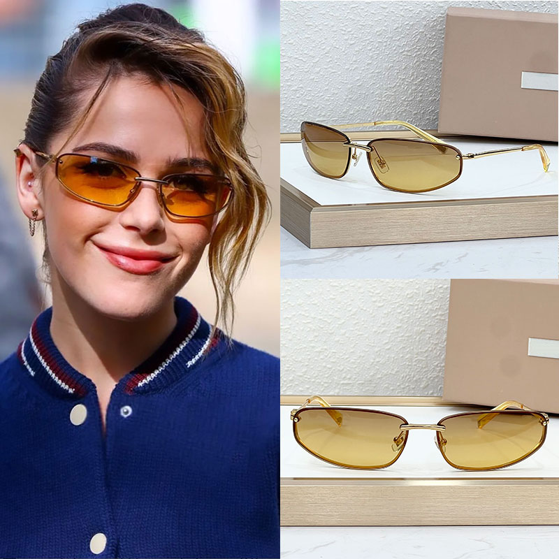 Lady Party Niu Nocturne Metal Sunglasses Designer Rectangular Curved Frame Brown Lens Leisure Party Beach Outdoor Sports UV400 Protective Sunglasses MUA50