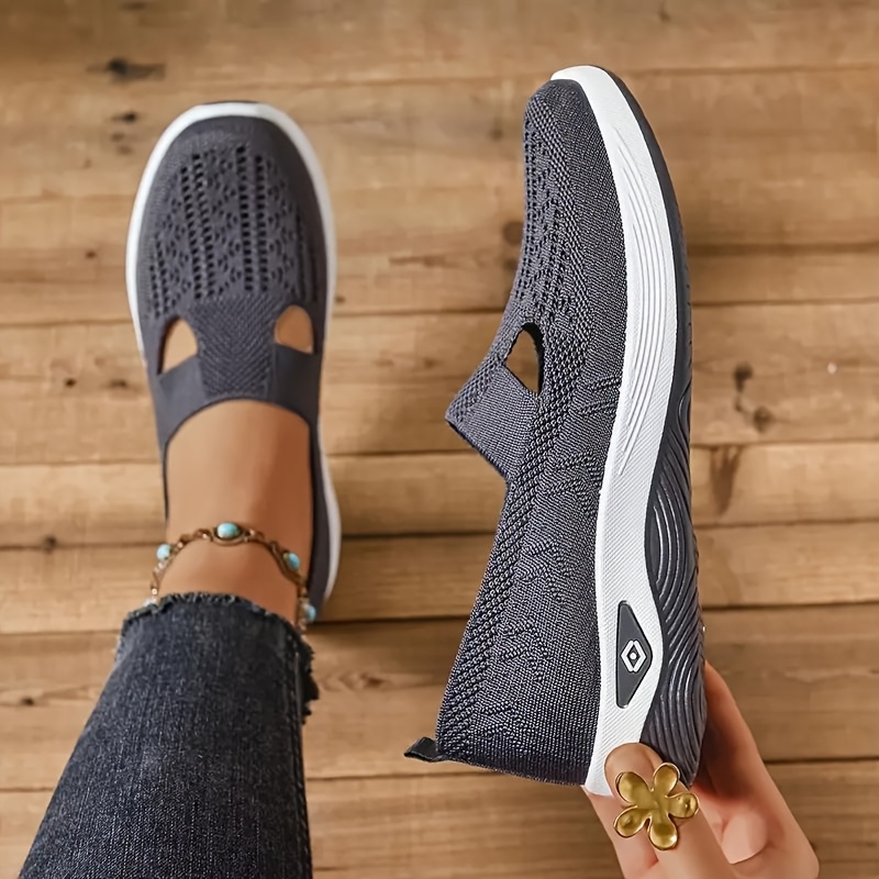 Breathable Lightweight HollowOut Slip-On Sneakers for Women Plus Size Casual Shoes with Embroidery Detail AllSeason