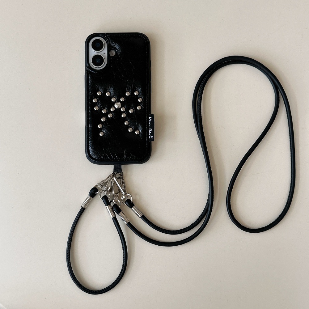 Leather Rivet Heart Phone Case Compatible with iPhone 17/16 Pro Max Cartoon Solid Color Case iPhone 15/14 Pro