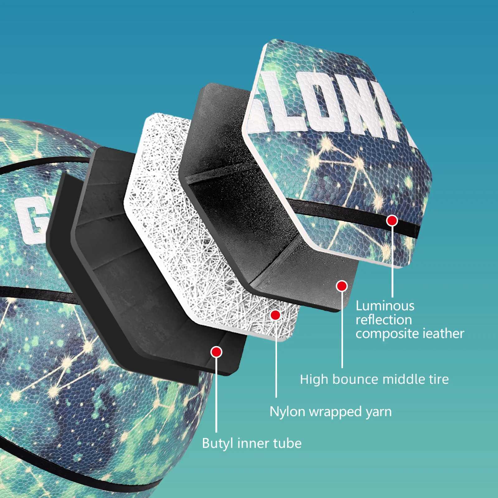 Glowing Luminous Basketball PU Leather Streetball For Youth Adult Indoor-Outdoor Night Game Basketball Training Match Ball GreenW251115