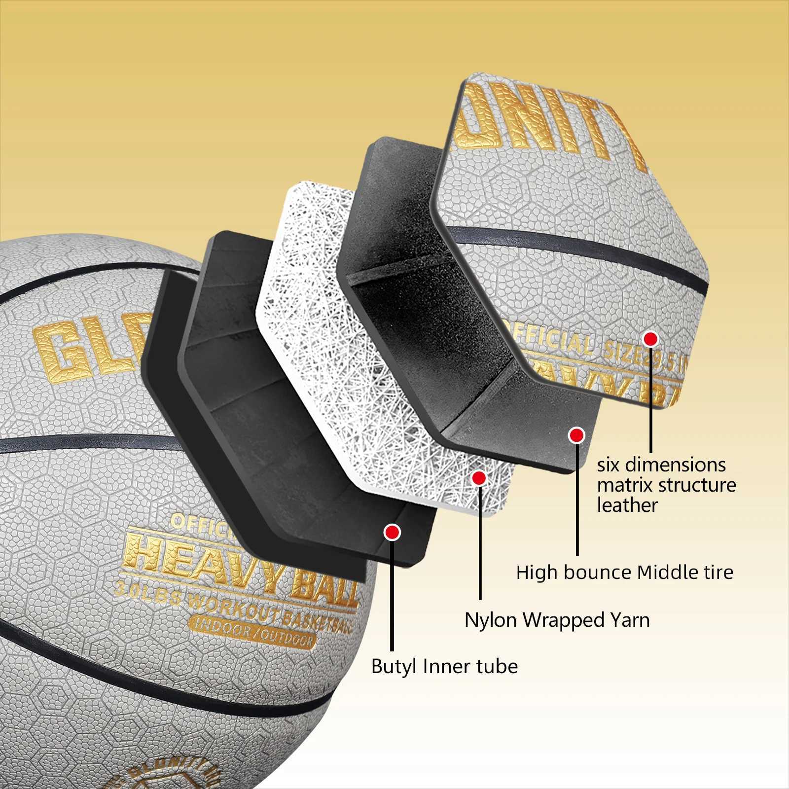 3/22LBS Weighted Heavy Training Basketball 295/285-Size7/6 Composite Aggravate Ball For Improving Passing And Dribbling SkillW251115