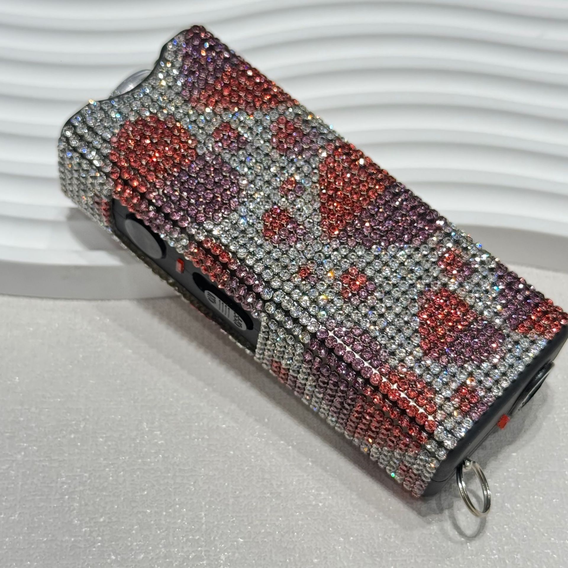Free shipping new women's self-defense multi-functional flashlight keychain USB charging fashion diamond-inlaid flashlight-N168 - view 6