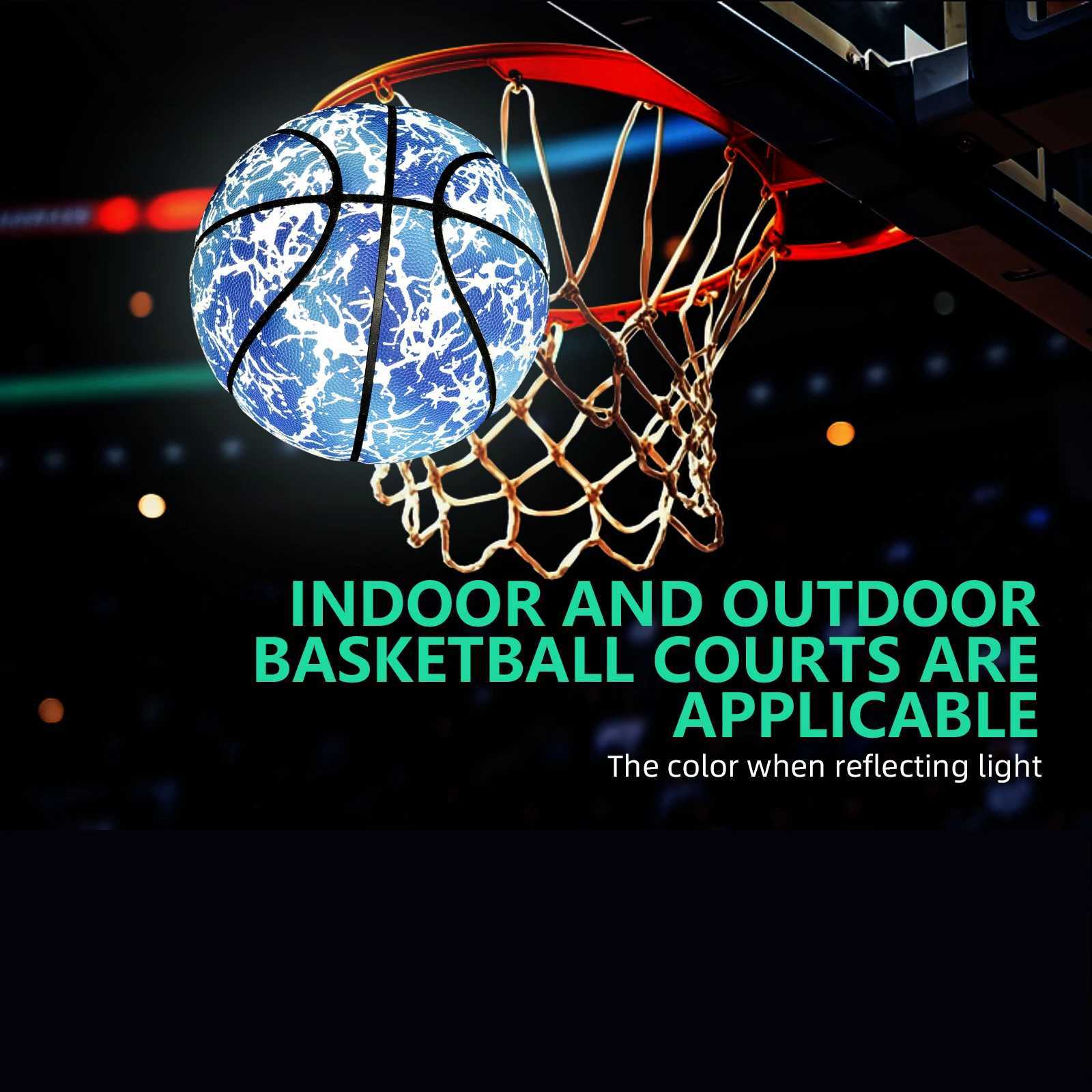 Glow Reflective Basketball AdultChildren Youth Wear-resistant Luminous Basketball Size 7/6/5 Pu Soft Leather Game Training BallW251115