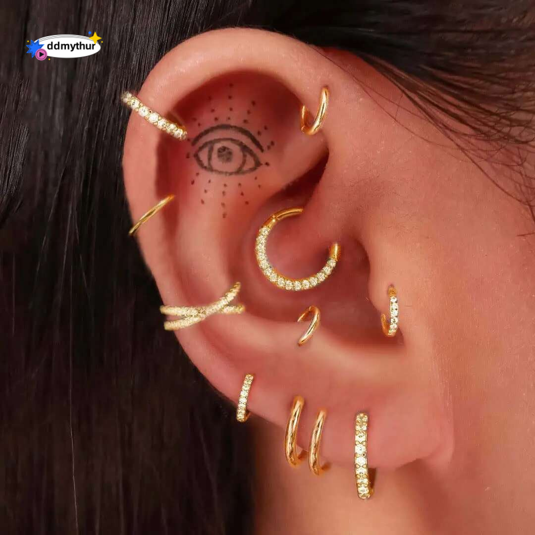 Stainless Steel Stud Earrings for Women Men Star Moon Snake Cartilage Screw Back Earring Helix Piercing Jewelry ddmythur