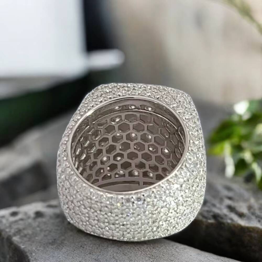 Fancy Men Rings 925 Silver Fully Iced Out Hip Hop Pass Diamond Tester Buss Down VVS Moissanite Ring