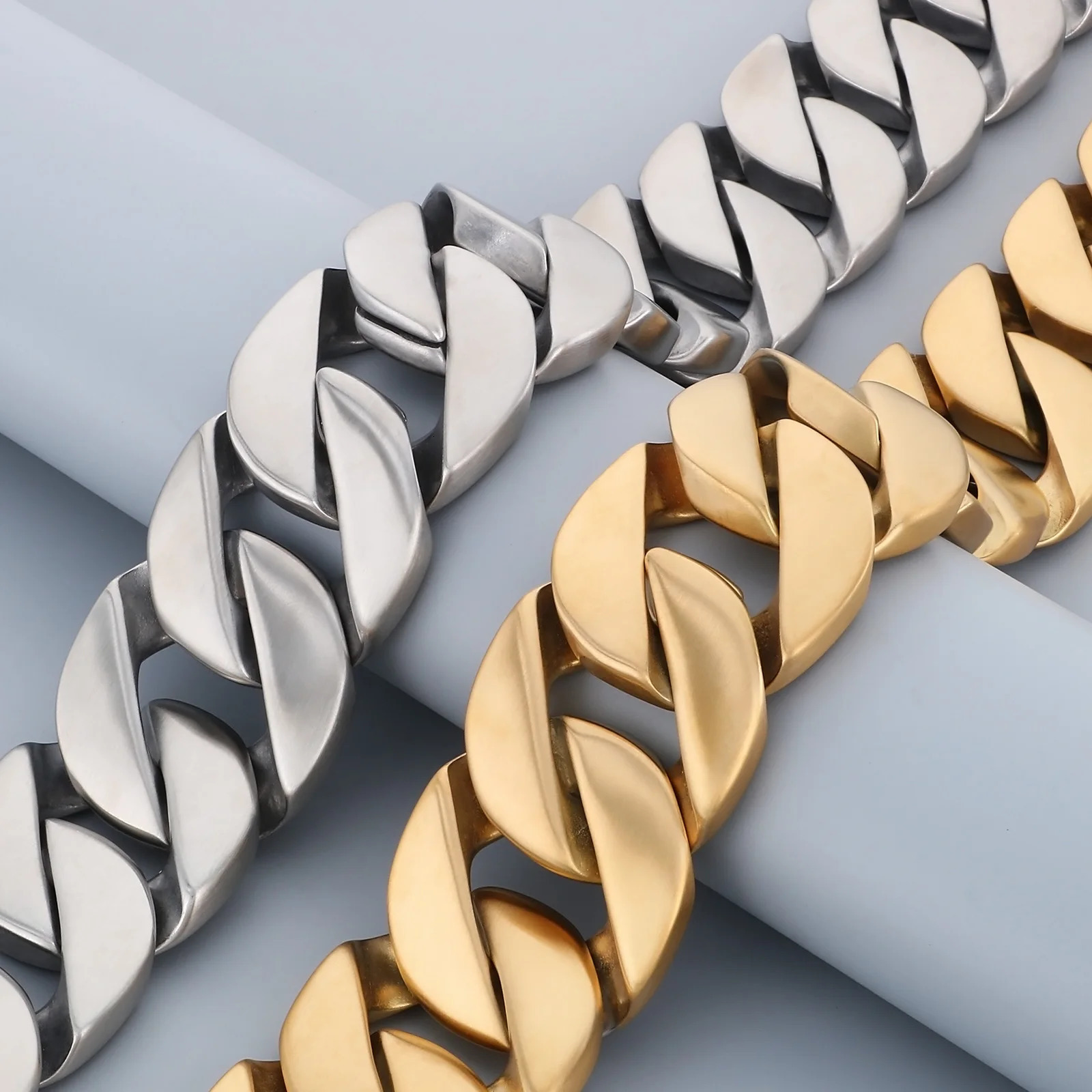 4m Bigger Heavier Brushed Chunky Cuban Chain Necklace - 316L Stainless Steel - KN288399-KJX250408