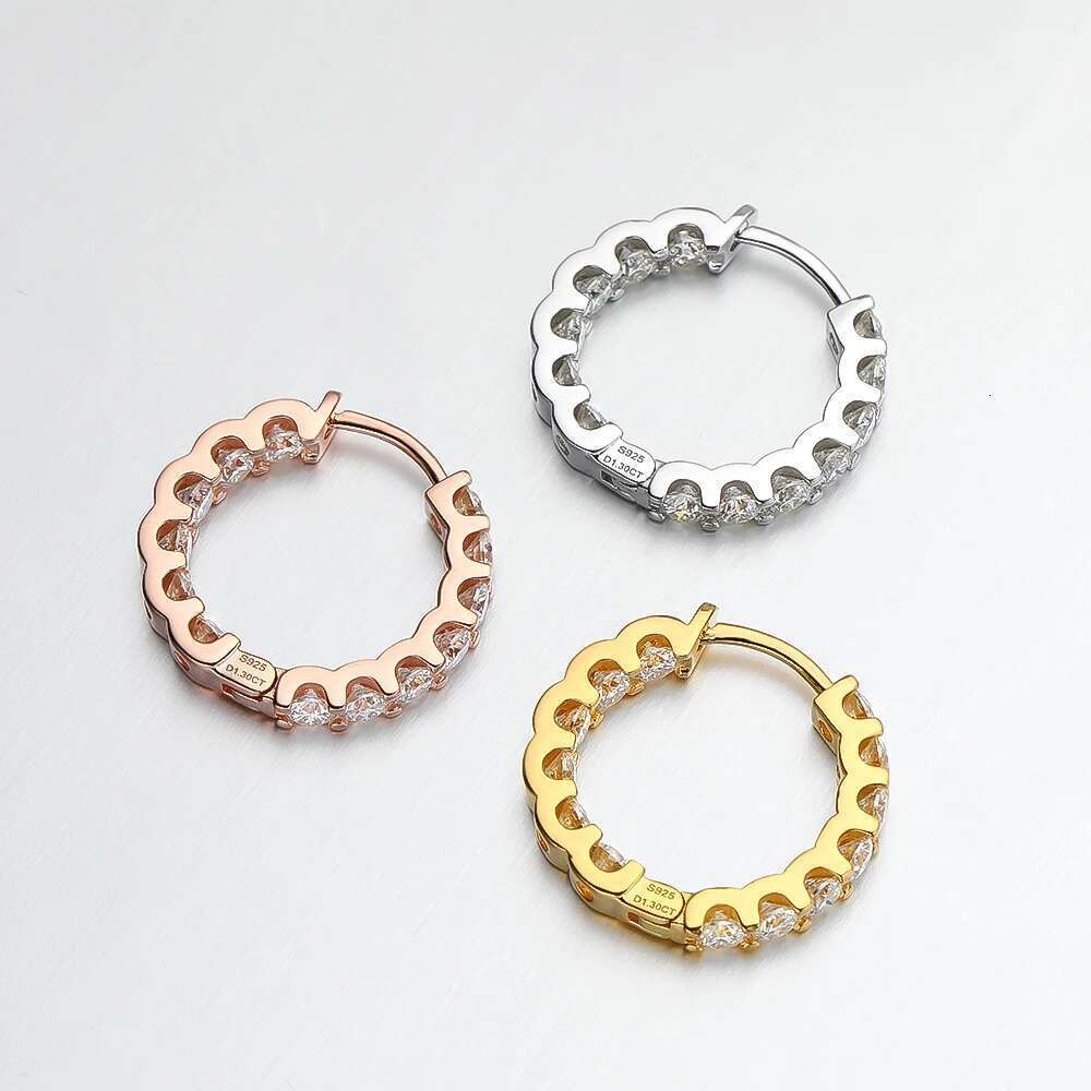 Smyoue Plated Total 2.6CT Full Moissanite Hoop for Women Sparkg Wedding Party Earring Sterg Sier Jewelry