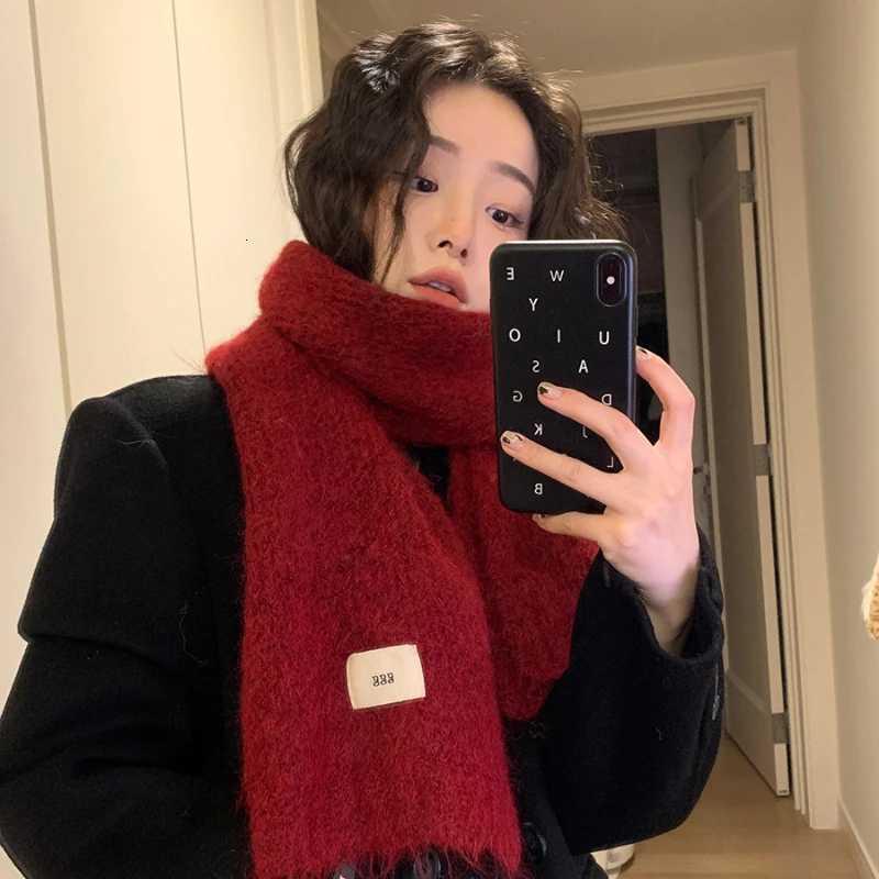 Luxury Luxury Winter Wool Scarf for Women Thick Warm Cashmere Neckerchief Solid Bufanda Female Soft Poncho Foulard Winderproof Shawl Y251115