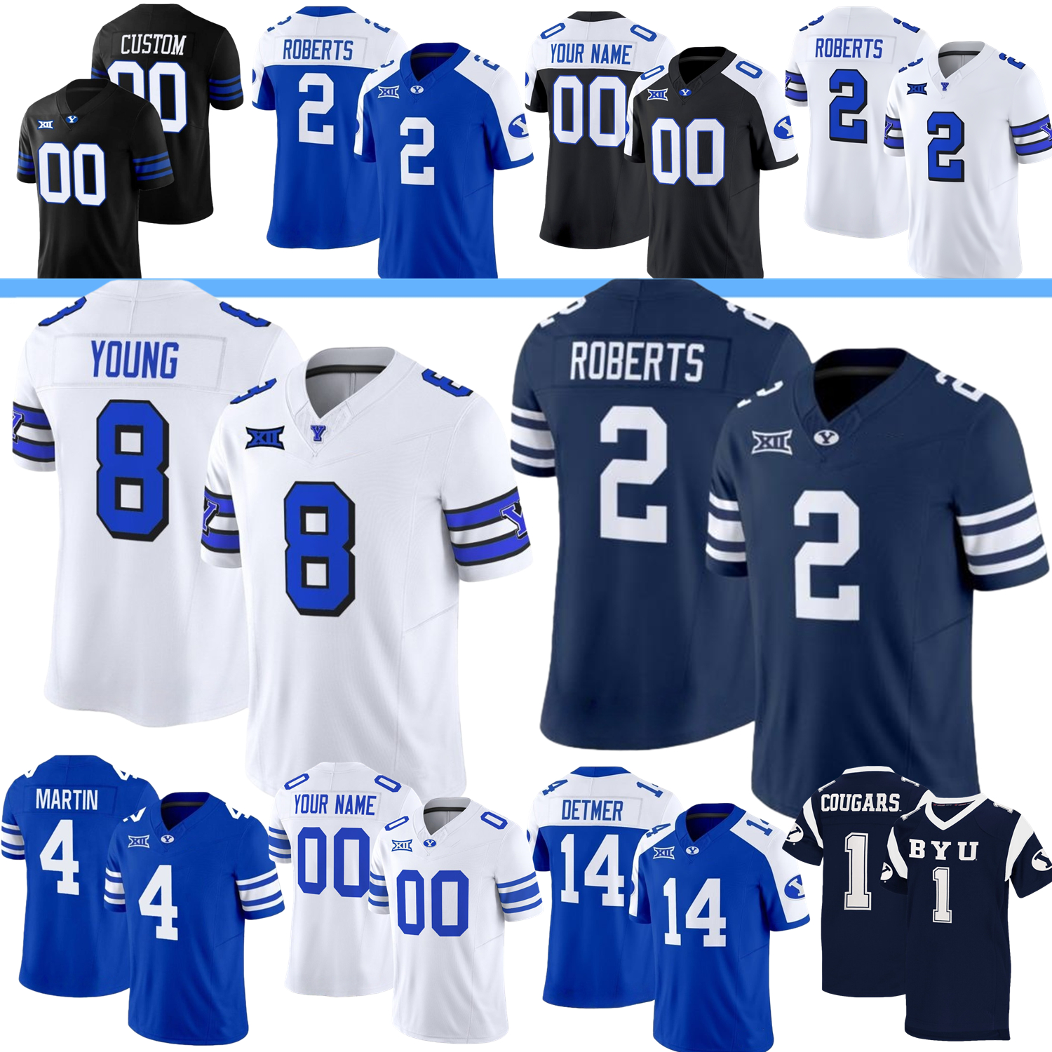 BYU Cougars Football Jersey College Bachmeier LJ Martin Chase Roberts Choe Bryant-Strother Puka Nacua Steve Young Ryan Damuni Tanuvasa Bachmeier Hall Hillstead