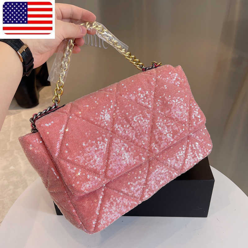 Designer Bag 30cm25cm Womens Holiday 19 Sequins Quilted Bags Classic Flap Quilted Fw Large Capacity Interwoven Chain Shiny Crossbody Street Party Luxury Designer H