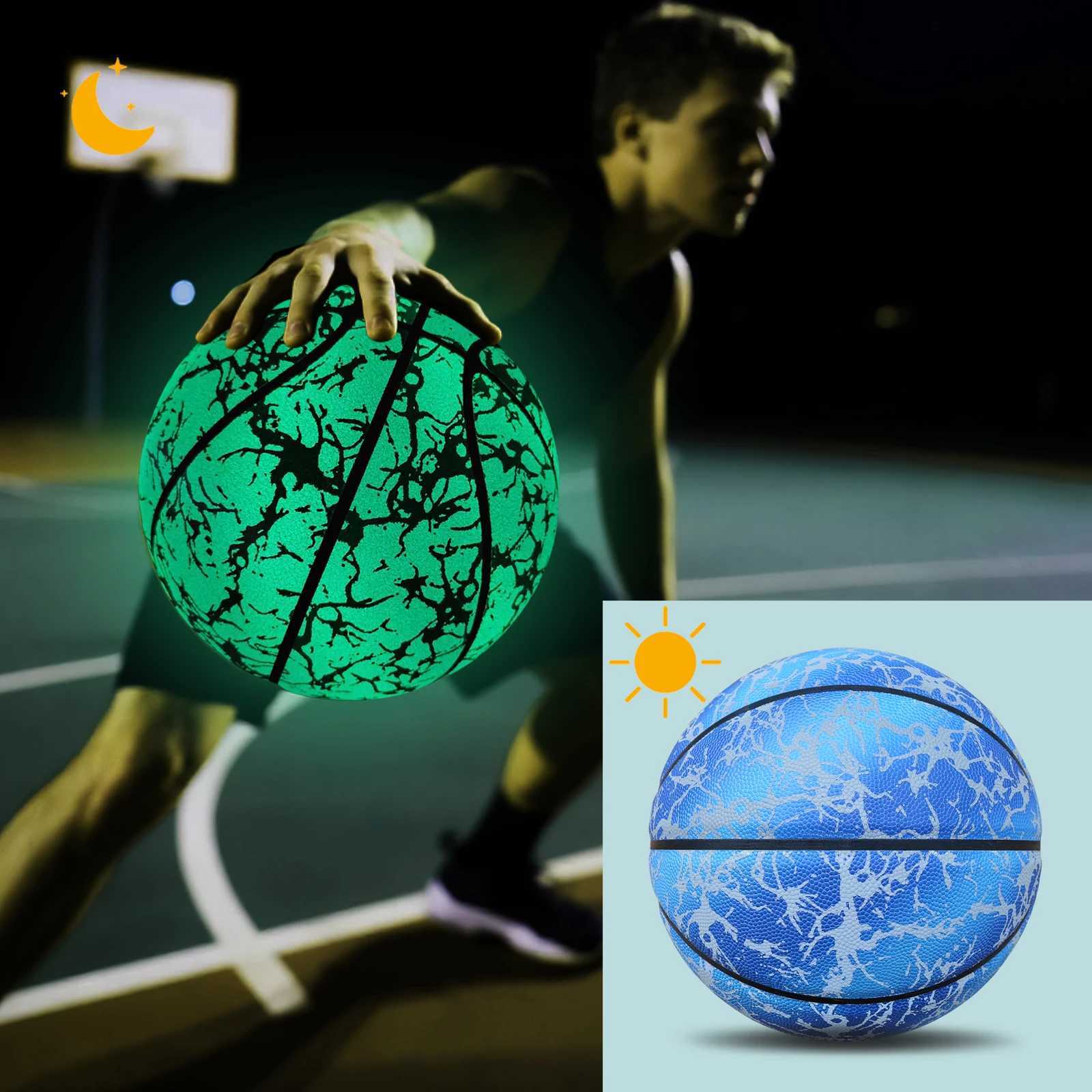 Glow Reflective Basketball AdultChildren Youth Wear-resistant Luminous Basketball Size 7/6/5 Pu Soft Leather Game Training BallW251115