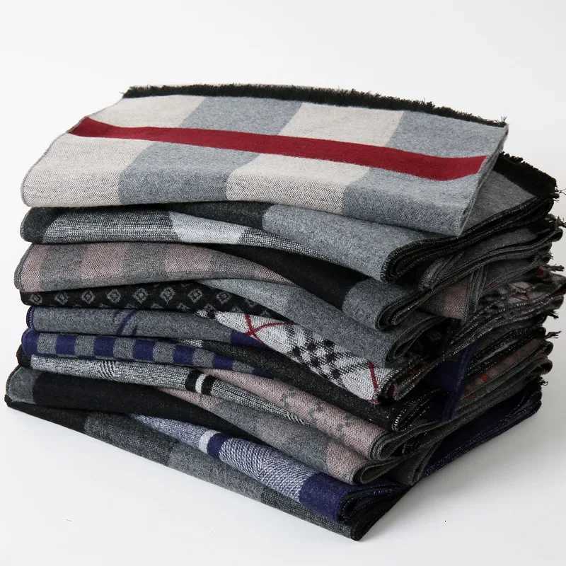 Luxury 2024 Luxury Men Pashmina Scarf for Men Winter Wool Neckwarmer Scarves Male Winter Plaid Cashmere Neck Scarfs Y251115