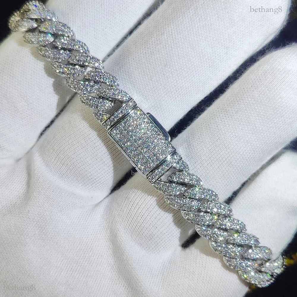 Jewelry Bling CZ Cuban Link Bracelet Two Rows of Zircon Copper Miami Cuban Bracelet Ice Out Hip Hop Mens Style 240925