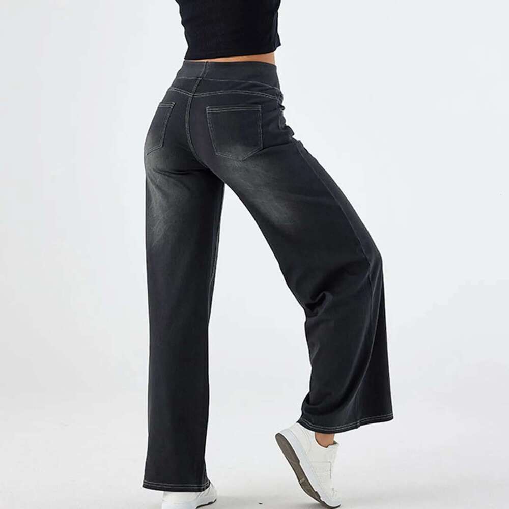 Designer Clothing Fashion Baggy Jeans For Women Bleached Vintage High Waist Wide Leg Denim With Pockets Boyfriend Stretchy Palazzo Pants
